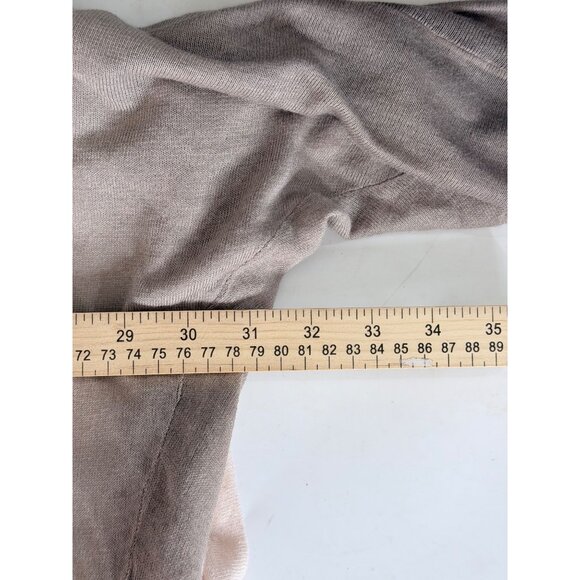 Chicos 3 Open Front Long Sweater Cardigan Size XL Beige Ombre Lightweight Ramie - Picture 9 of 10
